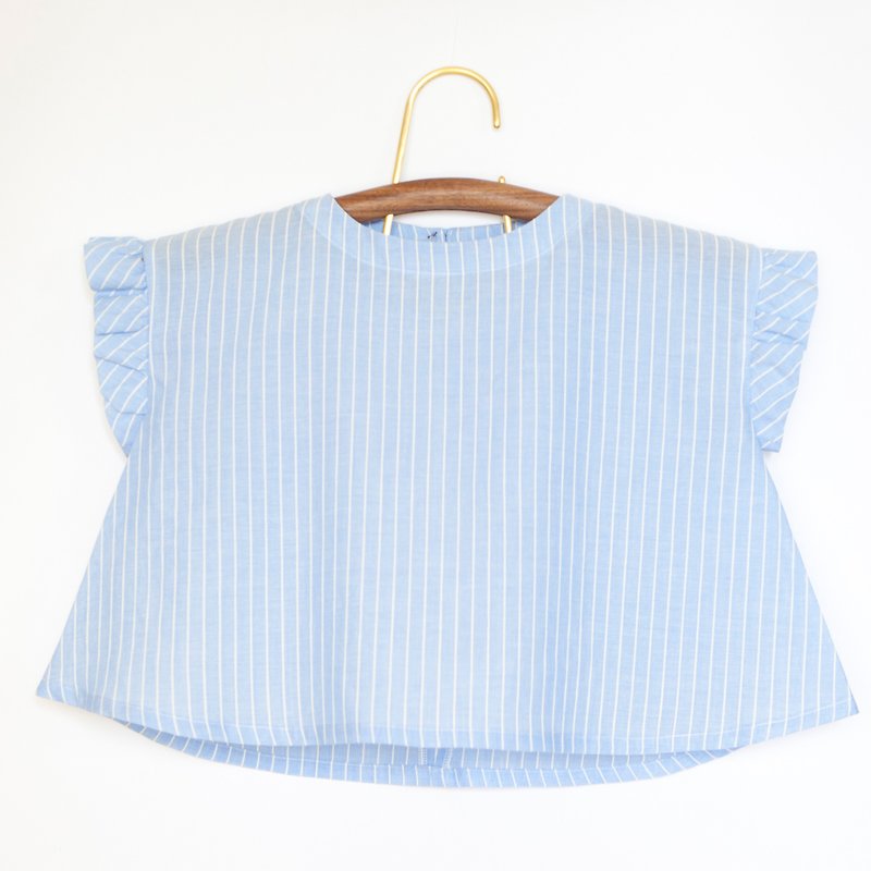 Hand-made quiet blue air feeling 100% organic cotton parent-child outfit (daughter model) - อื่นๆ - ผ้าฝ้าย/ผ้าลินิน สีน้ำเงิน