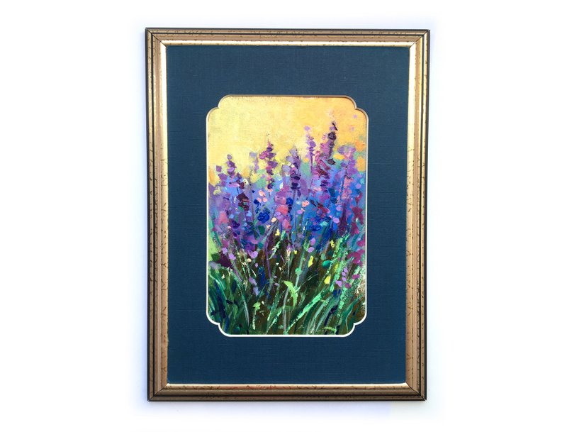 Framed Painting Lavender Minimalist Abstract Landscape Contemporary - 海報/掛畫/掛布 - 其他材質 藍色