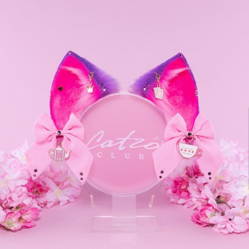 Catzo Club Purple and Pink Cheshire Cat Ears Faux Fur Cat Ears Headband