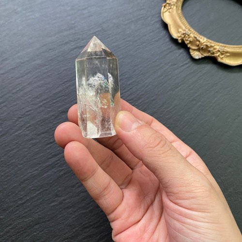 fitter 天然冰透彩虹白水晶能量柱 消磁淨化 招財開運 淨化氣場 防小人