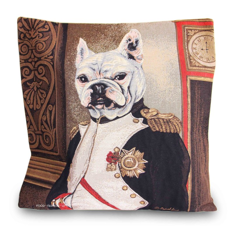 European royal jade pillow, global limited edition 1 Napoleon bulldog cute dog pet dog king - หมอน - ผ้าฝ้าย/ผ้าลินิน 