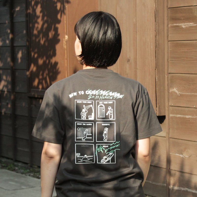 SAUNA  T shirts　charcoal black - Unisex Hoodies & T-Shirts - Cotton & Hemp Black
