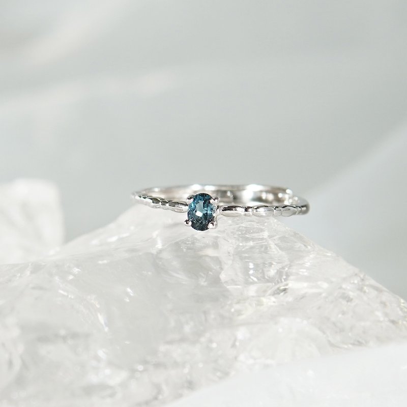 寶石級巴西藍碧璽 開口戒指 - 戒指 - 寶石 藍色