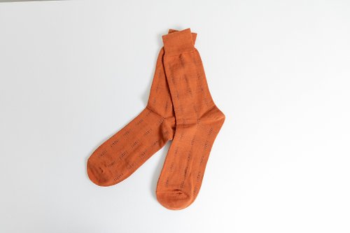 ORINGO 林果良品 雨點條紋紳士襪 夕陽橘