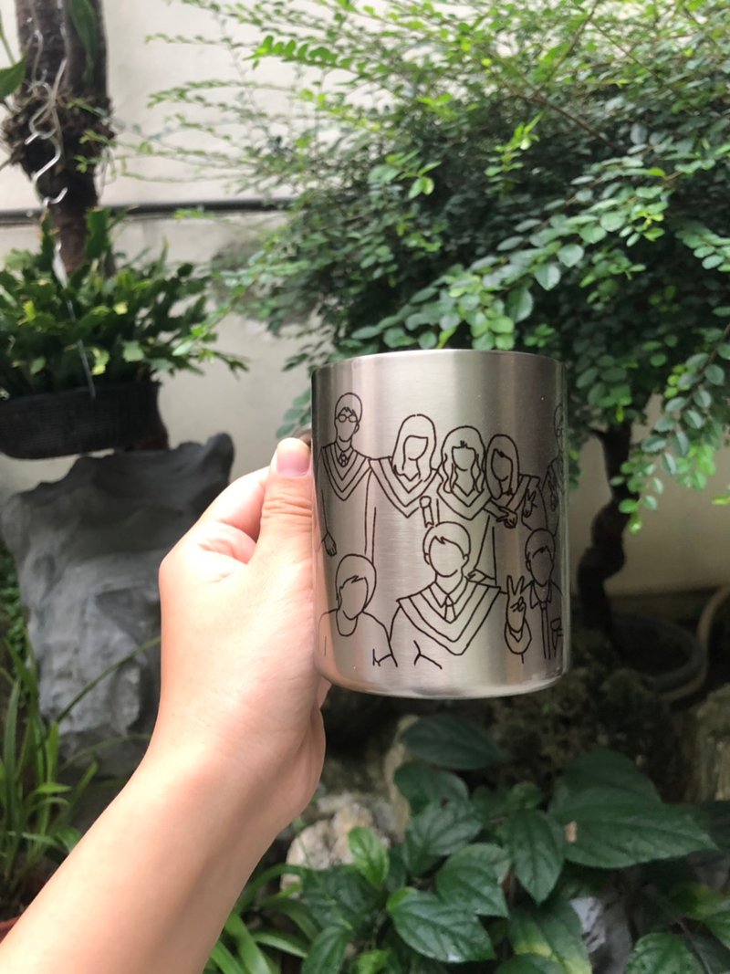 線條畢業紀念露營鋼杯 客製化馬克杯 手繪訂製 畢業禮物推薦 - 其他杯子 - 不鏽鋼 灰色