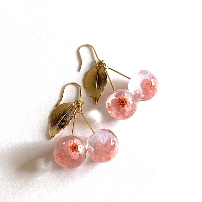 桜さくらんぼ(SAKURA Cherry) - 耳環/耳夾 - 樹脂 粉紅色