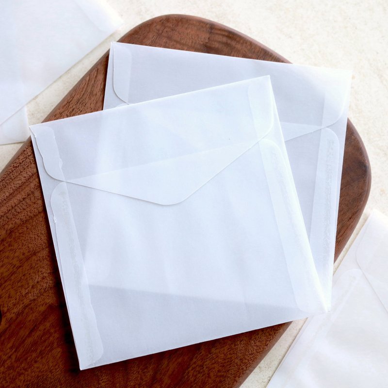 Translucent envelope bag 12cm square envelope sulfuric acid paper transparent envelope card packaging - ซองจดหมาย - กระดาษ ขาว