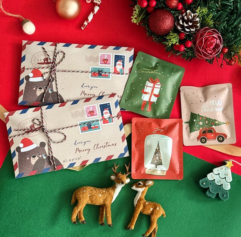 【暖熊送禮】聖誕信封三入裝小茶禮 聖誕禮物 交換禮物 - 茶葉/茶包/水果茶 - 新鮮食材 