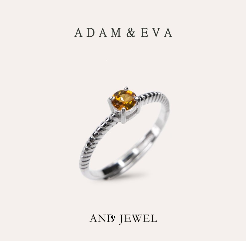 AND yellow tourmaline yellow round 4mm ring transformation series Adam Eva natural Gemstone - แหวนทั่วไป - เงิน สีเหลือง