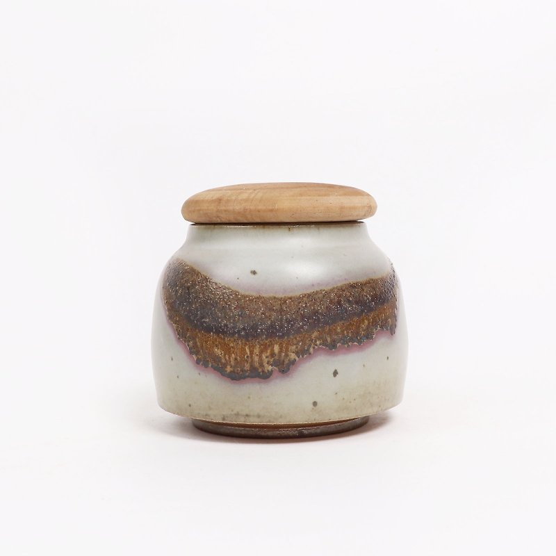 陶 茶具/茶杯 灰色 - 明芽窯 l 灰釉紫嫣茶葉罐(含木蓋)