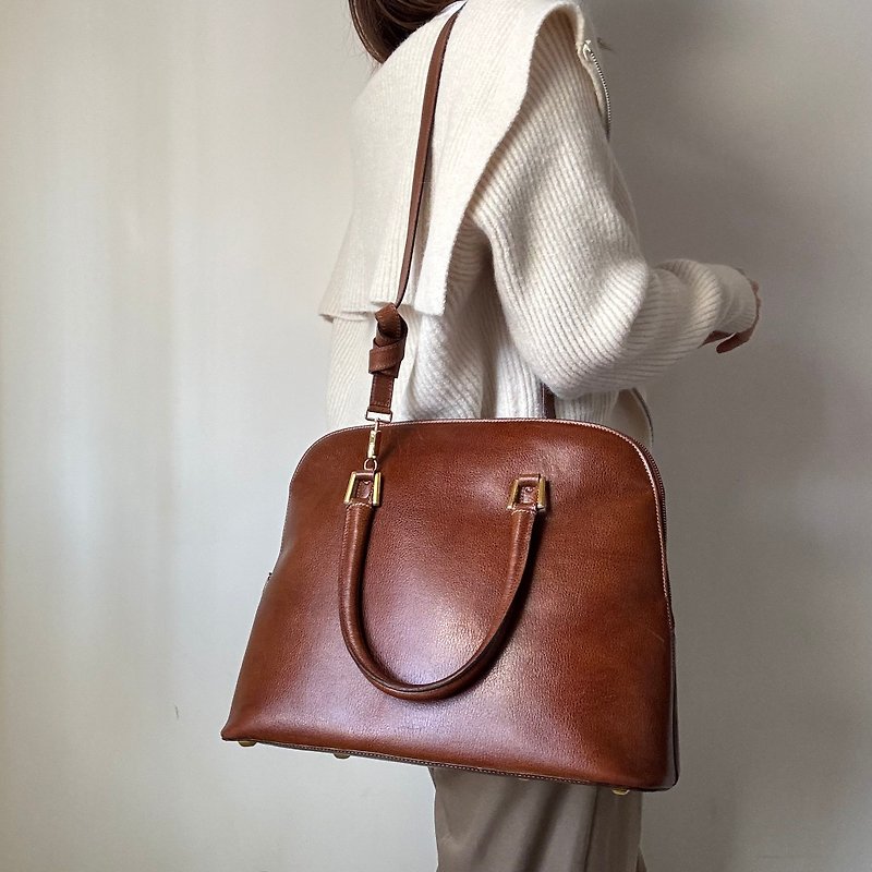Salvatore Ferragamo convertible tote bag with original shoulder strap - Messenger Bags & Sling Bags - Genuine Leather Brown
