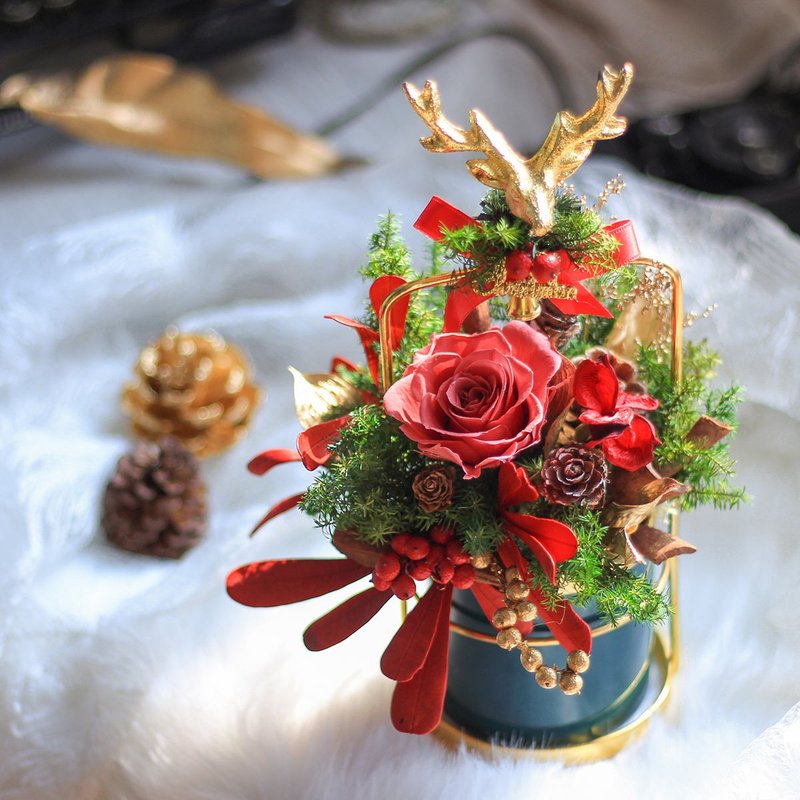 【一人成團】聖誕節限定 Moose Xmas桌花 手作聖誕裝飾DIY 台中 - 植栽/花藝 - 植物．花 