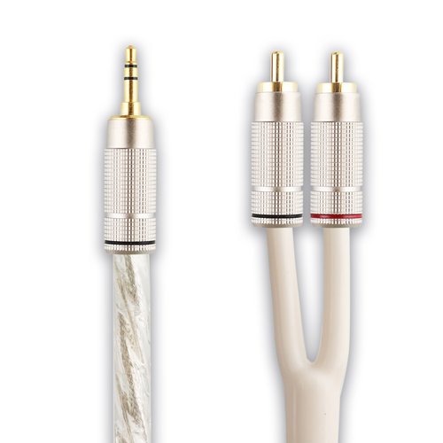 川木音箱 x ChuanMu Audio 【川木】美國鍍銀 3.5mm 轉RCA 鍍銀音頻線【M197】手機 電腦 AV