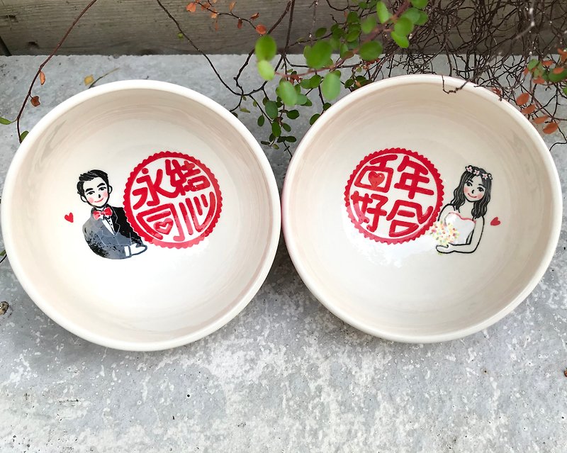 Marriage to bowl wedding gift preferred with boxed red bowl 2 - ถ้วยชาม - เครื่องลายคราม หลากหลายสี