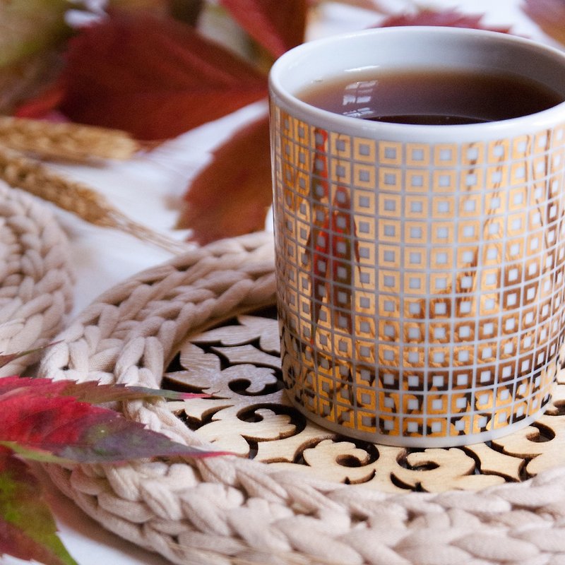 茶道配件 | 木頭杯墊 Cup holder Tea ceremony decor Natural wood coaster Tea pot trivet - Coasters - Wood Gold