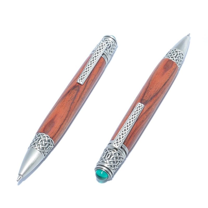 Made to order Celtic Motives Handmade Wooden Ballpoint Twist Pen Cocobolo Pewter - Other Writing Utensils - Wood Brown