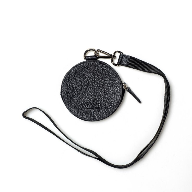 Vivvant Multifunctional round small bag (black) - ที่ห้อยกุญแจ - หนังแท้ สีดำ