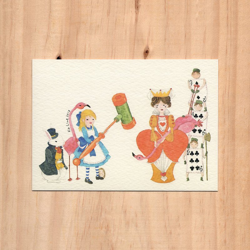 "Hong Kong Toys x Fairy Tale - Gum Hammer x Alice" Watercolor Illustration Postcard - การ์ด/โปสการ์ด - กระดาษ 