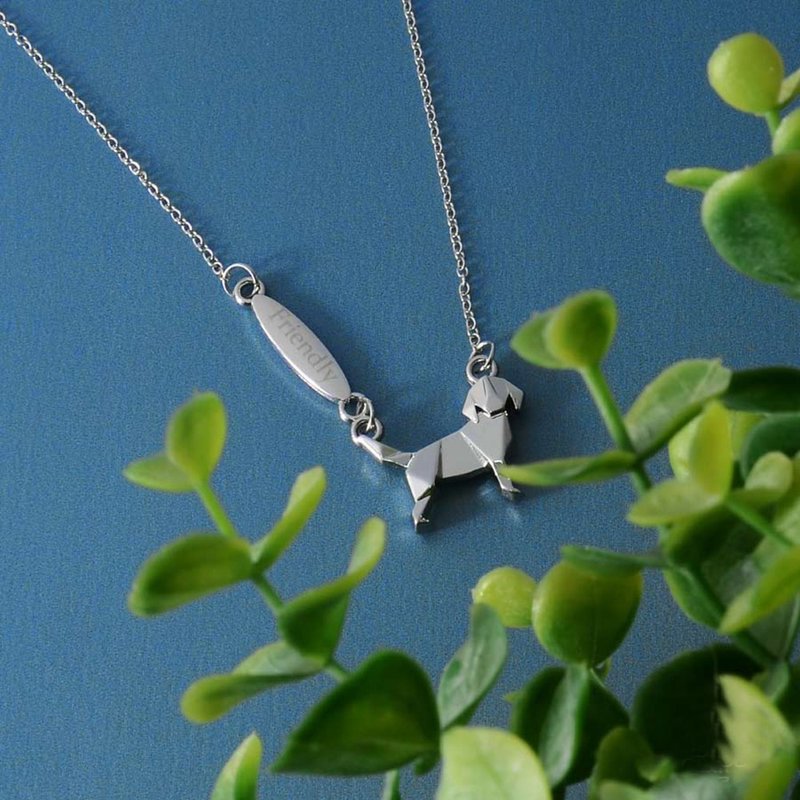 Animal origami necklace – Friendly Dog - สร้อยคอ - โลหะ สีเงิน