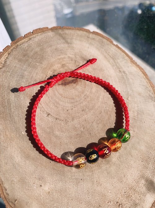 Ping An Five-color Bead Silk Wax Thread Bracelet Drawstring - Shop luduoduo  Bracelets - Pinkoi