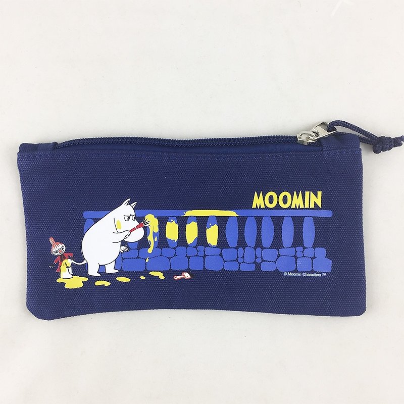 Moomin嚕嚕米授權-筆袋(藍) - 筆盒/筆袋 - 棉．麻 藍色