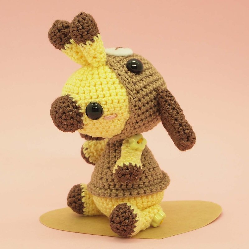 crochet doll/amigurumi/key chain/dog costume【made-to-order】 - ที่ห้อยกุญแจ - ผ้าฝ้าย/ผ้าลินิน สีนำ้ตาล