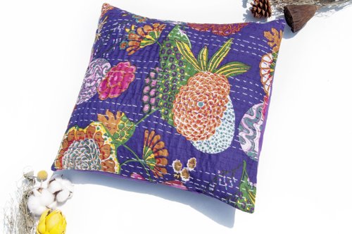 omhandmade 花朵刺繡抱枕套 純棉抱枕套 民族風抱枕套-葡萄牙薰衣草花朵森林