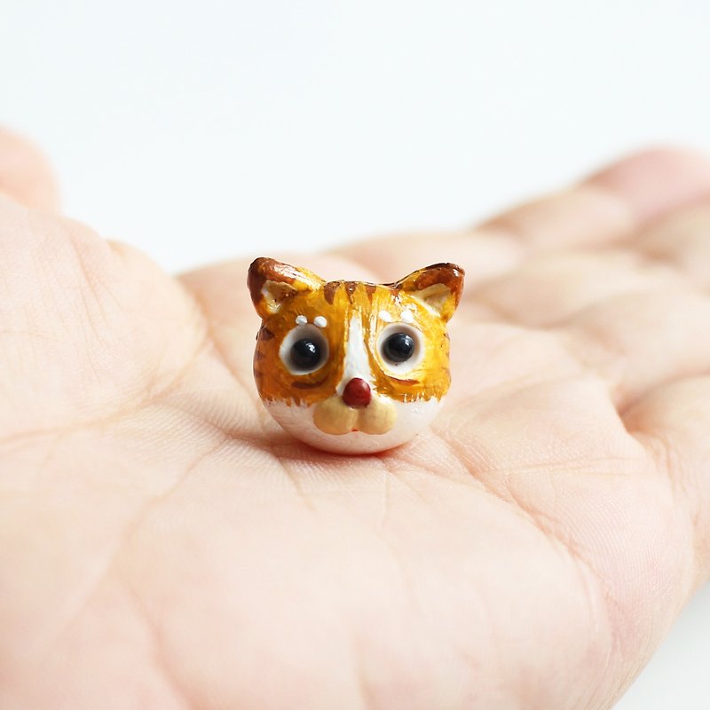 British Shorthair Cat Earring - single earrings - ต่างหู - ดินเผา สีนำ้ตาล