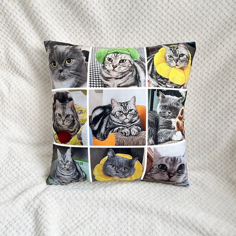 Customized photo puzzle 9-frame pillow Multi-frame pillow Customized gift square pillow - หมอน - วัสดุอื่นๆ หลากหลายสี