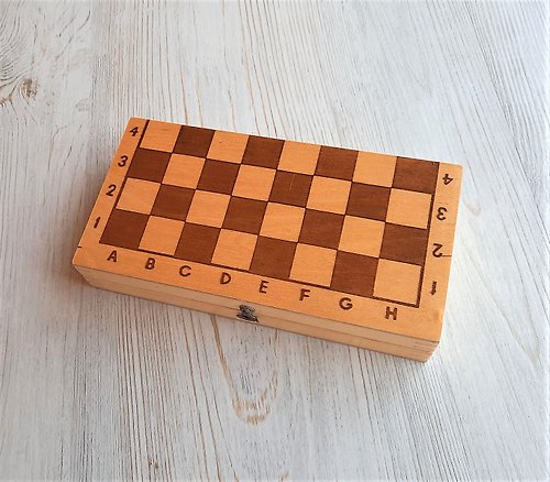 RetroRussia Wooden small chess board new vintage 1986 - 21 mm cell old Soviet chess box