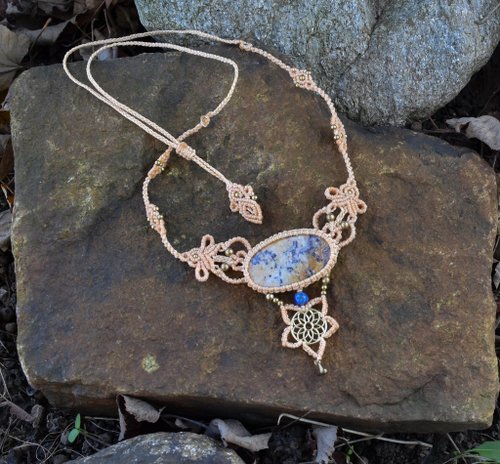 SARINAS bohemian star mandala necklace, jasper and sodalite women jewelry