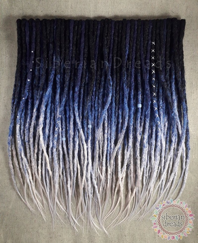Blue Grey crochet natural bumpy texrure Dreadlocks - 髮夾/髮圈 - 其他材質 藍色