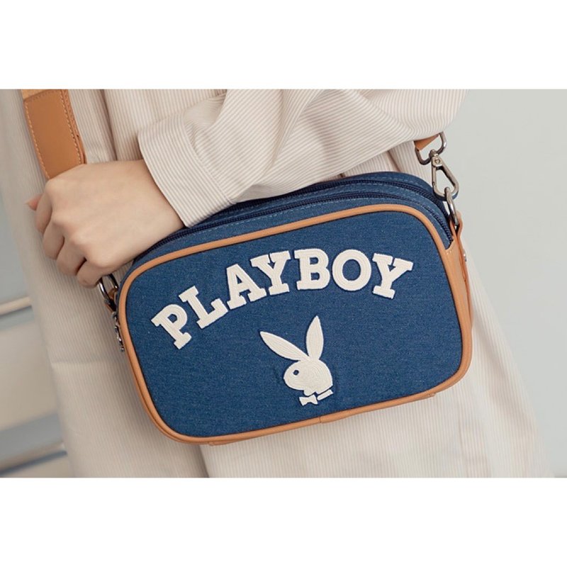 PLAYBOY - Crossbody Bag Newtro Series - Blue - กระเป๋าแมสเซนเจอร์ - วัสดุอื่นๆ สีน้ำเงิน