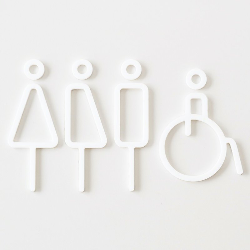 MOHEIM RESTROOM SIGN 男女標示四入 白 - 其他 - 塑膠 白色