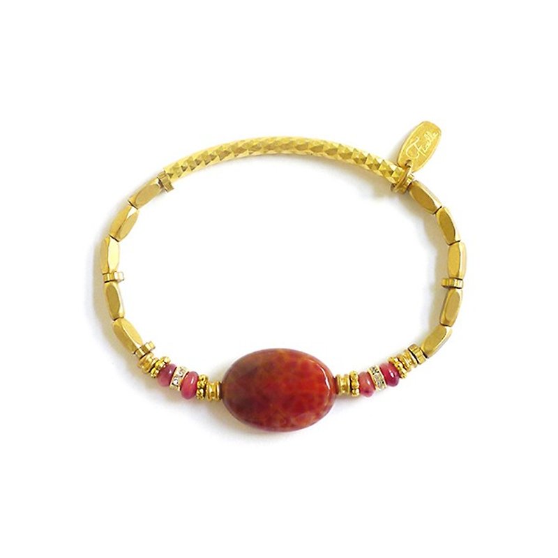 Ficelle | Handmade Brass Natural Stone Bracelet|[Fire Agate] Zeus' Candy Jar - Bracelets - Gemstone 