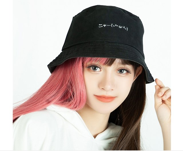 harajuku hip hop street emoticon false japanese embroidery bucket hat  JJ2394 - Shop jillpunk Hats & Caps - Pinkoi