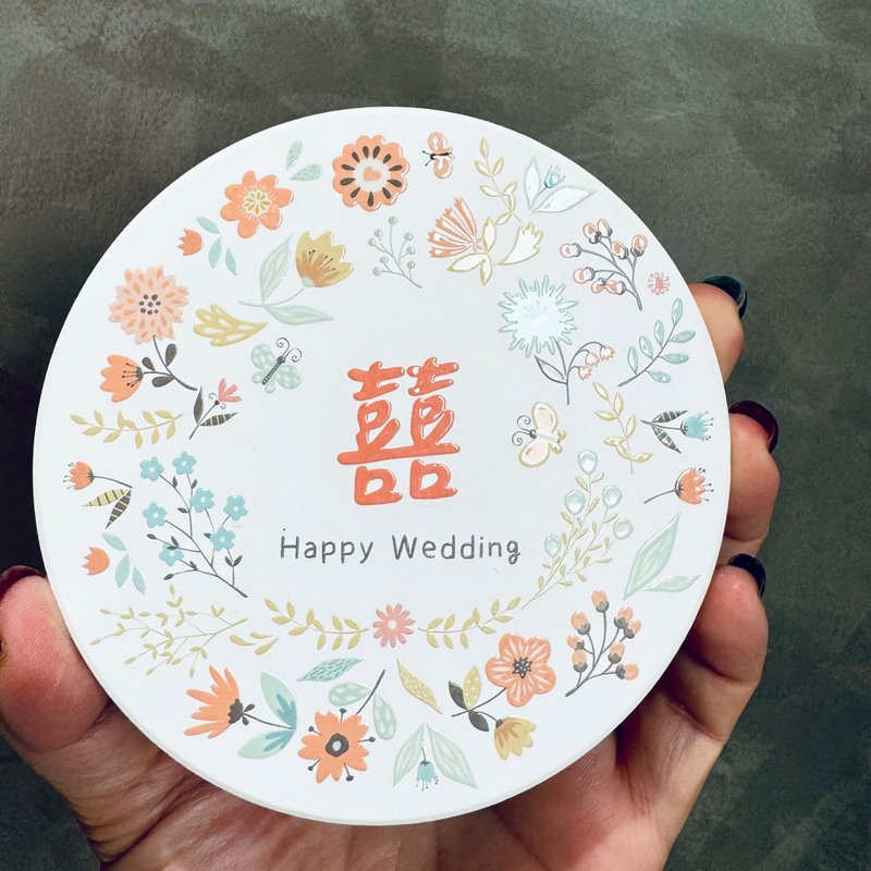 【春花綻放杯墊】臺灣鶯歌陶瓷吸水杯墊 婚禮小物 立體水晶上光 - 杯墊 - 陶 