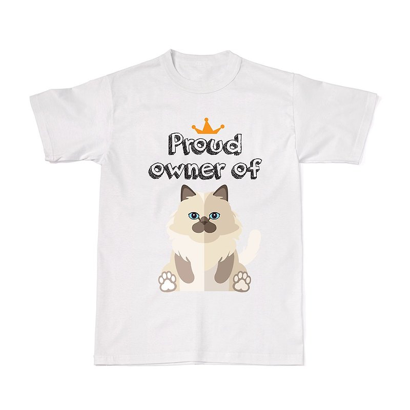 Proud Cat Owners Tees - Birman Cat - T 恤 - 棉．麻 白色