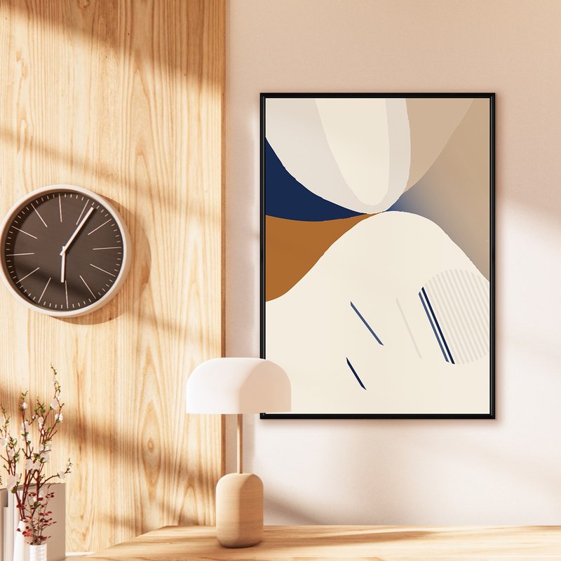 Boundary I - Geometric Abstract Light and Dark Wall Painting - โปสเตอร์ - ผ้าฝ้าย/ผ้าลินิน หลากหลายสี