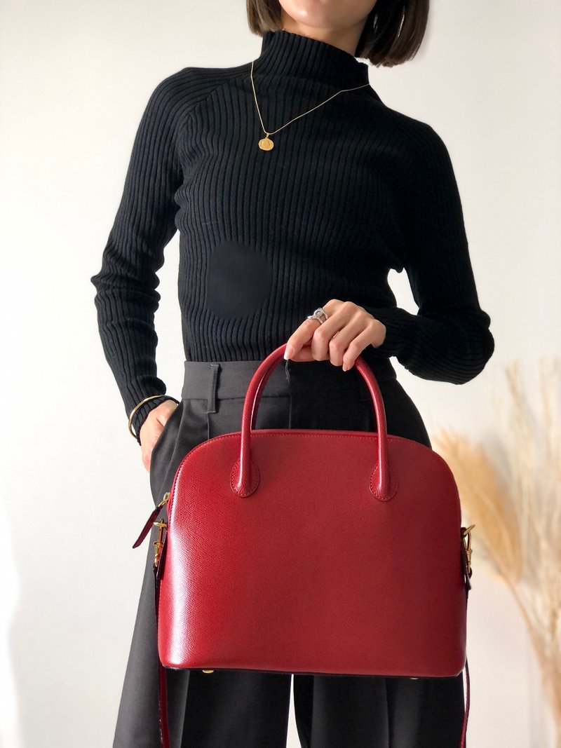 【 日本直送　名牌中古包 】CELINE セリーヌ レザー ブガッティ 2WAY ショルダーバッグ レッド vintage ヴィンテージ kpakv5 - 側背包/斜背包 - 真皮 紅色