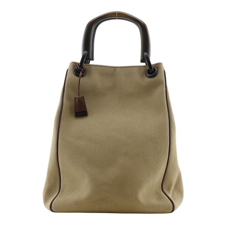 【日本直送】グッチ GUCCI ウッドハンドル ハンドバッグ 106493 キャンバス ベージュ レディース【中古】 - 手提包/手提袋 - 棉．麻 咖啡色