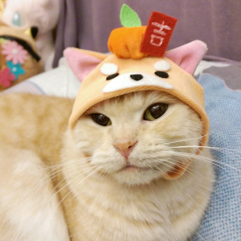 新年限定* 狗年柴犬造型寵物帽子頭套 - 寵物衣服 - 聚酯纖維 橘色