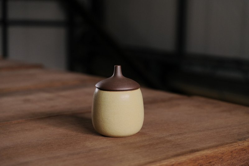 茶倉 l 奶油釉 栗子 茶葉罐 蓋罐 - 茶壺/茶杯/茶具 - 陶 黃色