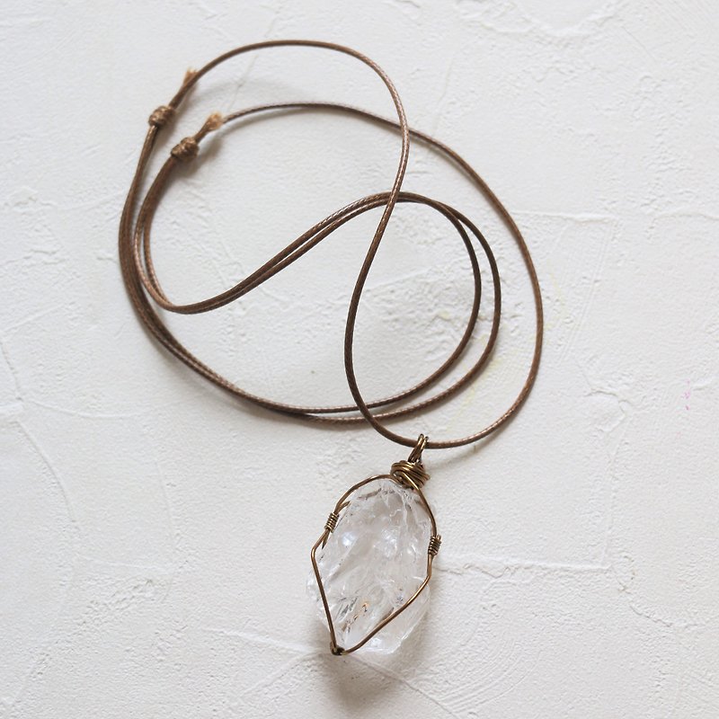 White quartz necklace, Raw crystal necklace