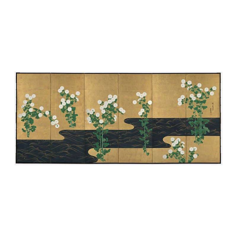 【日本琳派 / 藝術掛畫】 尾形光琳  | 菊絵流水屏風 右 - 海報/掛畫/掛布 - 紙 