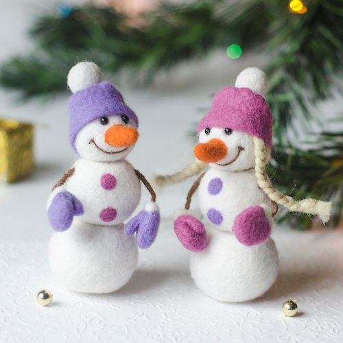NineCarpStudio Couple of 2 Snowmen Decorations Customized Gift Christmas gift wrapping