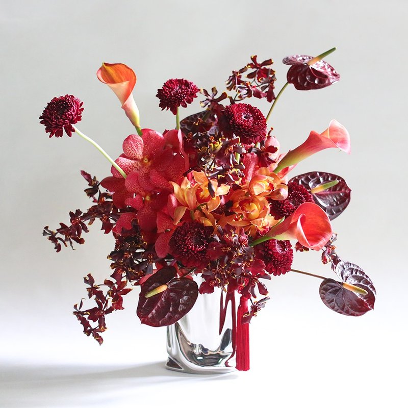 【オーカー】旧正月アレンジメント / 台北・新北限定 - ドライフラワー・ブーケ - 寄せ植え・花 レッド