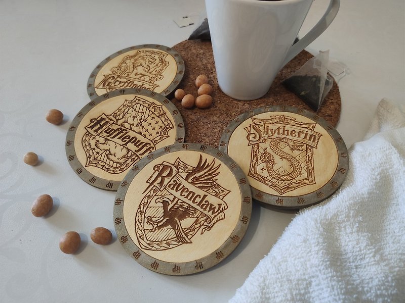 Harry Potter Inspired Round Coasters,Harry Potter gifts, Hogwarts houses