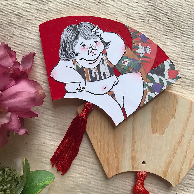 Fat Girl Chumimi Series | Red Rice Paper Dongying Wooden Door Wall Ornaments [Sold on other platforms] - Items for Display - Wood Red