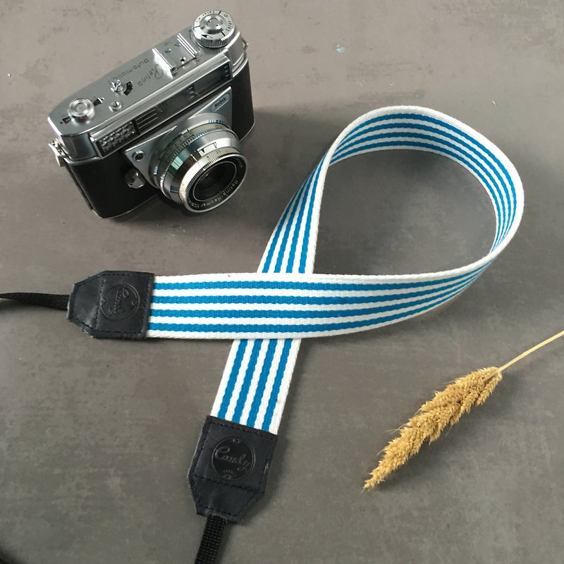 Blue & White  Mirrorless or DSLR Camera Strap - Cameras - Cotton & Hemp Blue